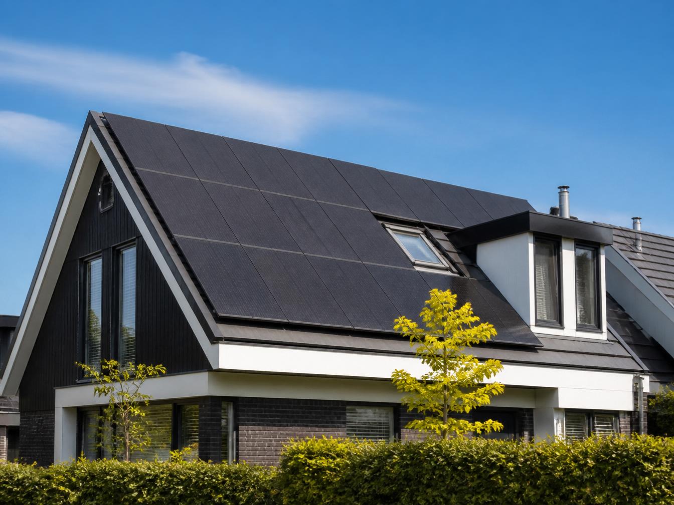 Moderne zonnepanelen op een woning in de Achterhoek